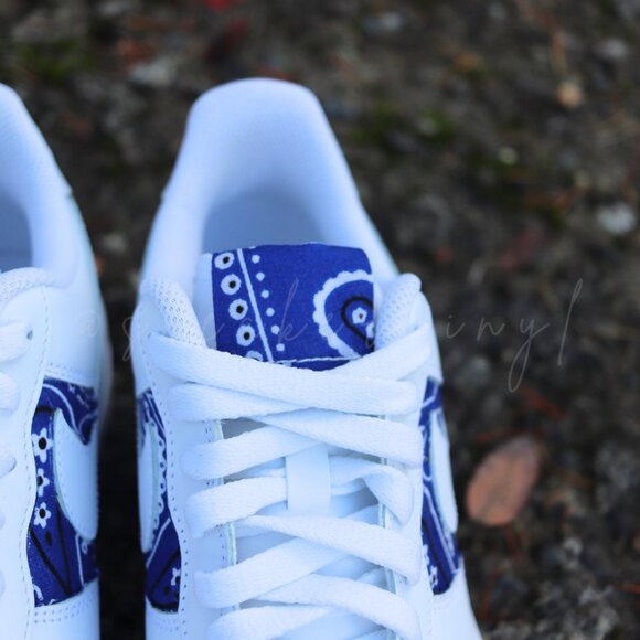 Nike Air Force 1 Low Blue Bandana Custom - Picture 8 of 12